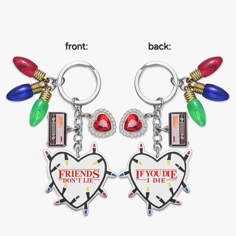 Stranger Things Keychain Charm - Friends Dont Lie 2 Sided Accessory NWT - Picture 2 of 3